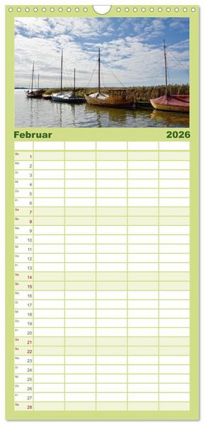 Produktbild: Familienplaner 2026 - OSTSEEGL&Uuml;CK - Gl&uuml;cksmomente auf dem Dar&szlig; mit 5 Spalten (Wandkalender, 21 x 45 cm) CALVENDO