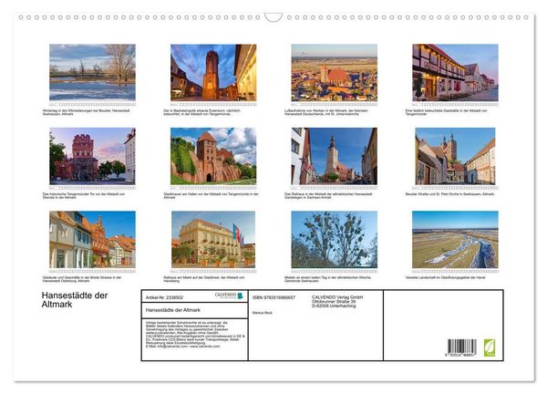 Produktbild: Hansest&auml;dte der Altmark (Wandkalender 2027 DIN A2 quer), CALVENDO Monatskalender