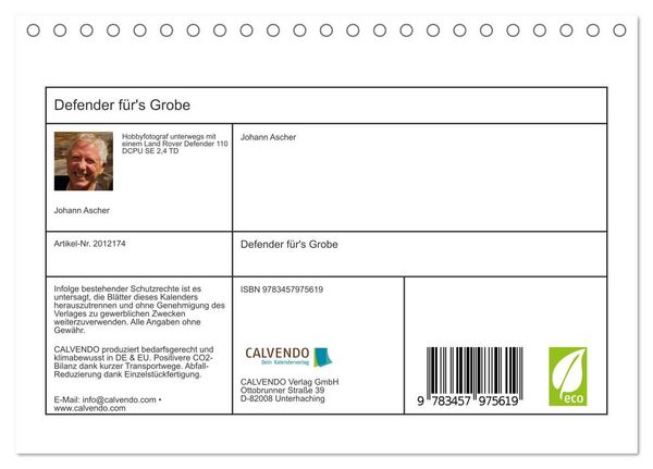 Produktbild: Defender f&uuml;r's Grobe (Tischkalender 2026 DIN A5 quer), CALVENDO Monatskalender