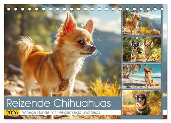 Reizende Chihuahuas. Winzige Hunde mit riesigem Ego und Grips (Tischkalender 2026 DIN A5 quer), CALVENDO Monatskalender