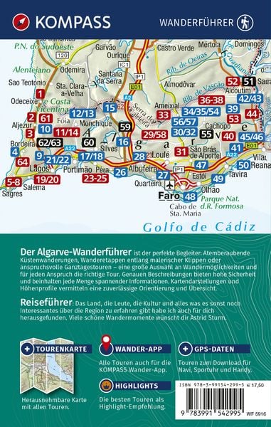 Produktbild: KOMPASS Wanderführer Algarve mit Fernwanderweg Via Algarviana, 64 Touren / Etappen mit Extra-Tourenkarte