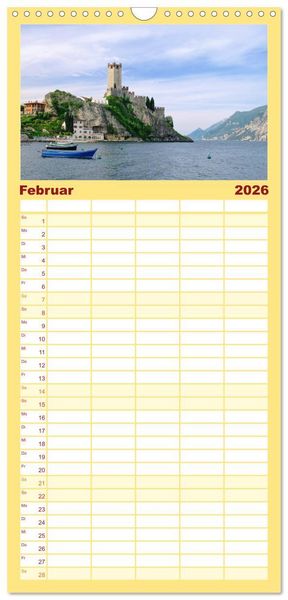 Produktbild: Familienplaner 2026 - Gardasee mit 5 Spalten (Wandkalender, 21 x 45 cm) CALVENDO