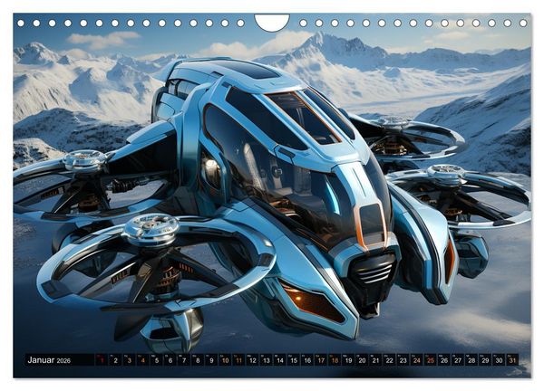 Produktbild: Futuristische Flieger (Wandkalender 2026 DIN A4 quer), CALVENDO Monatskalender
