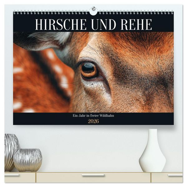 Produktbild: HIRSCHE UND REHE - Ein Jahr in freier Wildbahn (hochwertiger Premium Wandkalender 2026 DIN A2 quer), Kunstdruck in Hochglanz