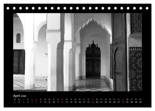 Produktbild: Marokko - Nostalgie in schwarz-weiss (Tischkalender 2026 DIN A5 quer), CALVENDO Monatskalender