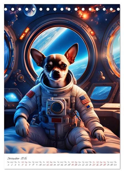 Produktbild: Chihuahua Adventure in Space (Desk Calendar 2026 DIN A5 portrait), CALVENDO 12 Month DeskCalendar