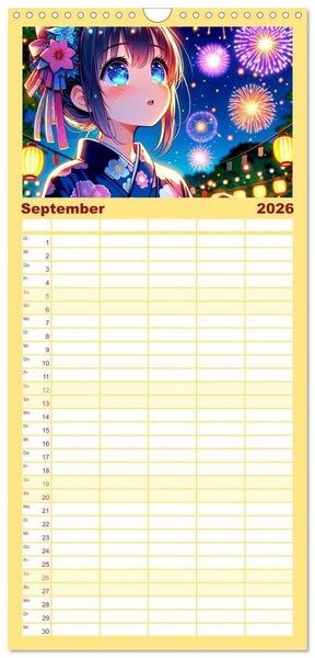 Produktbild: Familienplaner 2026 - Manga Momente - Mit KI entfachte Manga Magie mit 5 Spalten (Wandkalender, 21 x 45 cm) CALVENDO