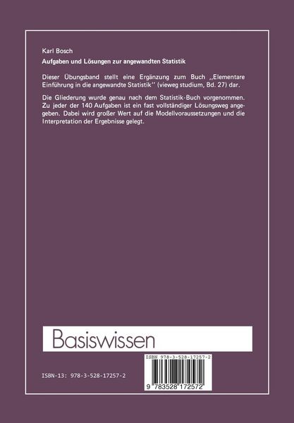Produktbild: Aufgaben und L&ouml;sungen zur angewandten Statistik