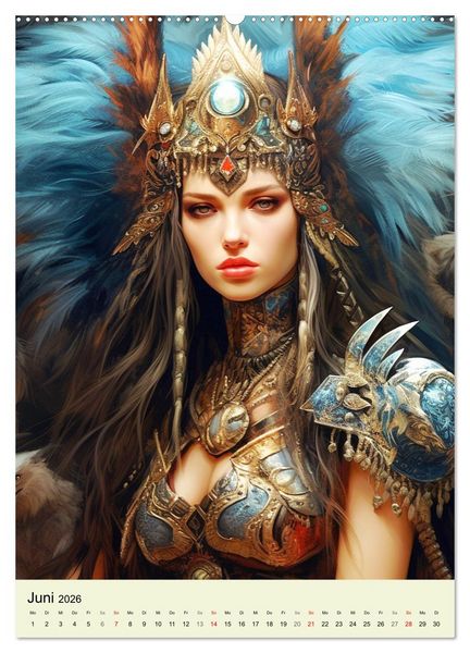 Produktbild: Antike Amazonen. Furchtlose Fantasy-Kriegerinnen (hochwertiger Premium Wandkalender 2026 DIN A2 hoch), Kunstdruck in Hochglanz