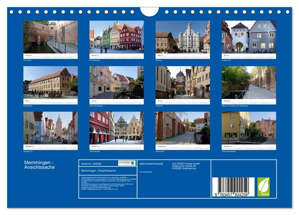 Produktbild: Memmingen - Ansichtssache (Wandkalender 2026 DIN A4 quer), CALVENDO Monatskalender