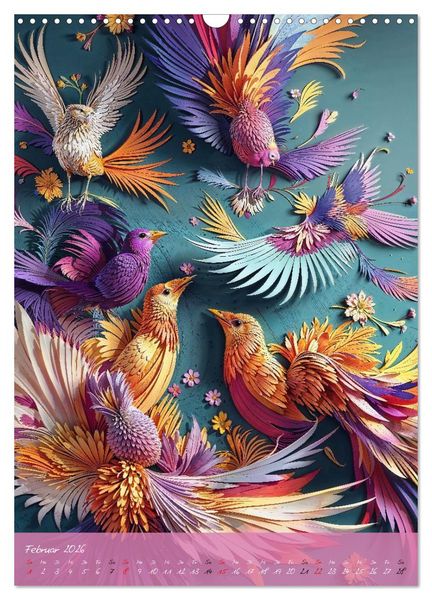Produktbild: Papierv&ouml;gel - Digitale Kunst (Wandkalender 2026 DIN A3 hoch), CALVENDO Monatskalender