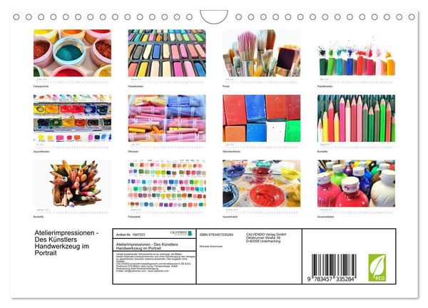 Produktbild: Atelierimpressionen - Des K&uuml;nstlers Handwerkzeug im Portrait (Wandkalender 2026 DIN A4 quer), CALVENDO Monatskalender