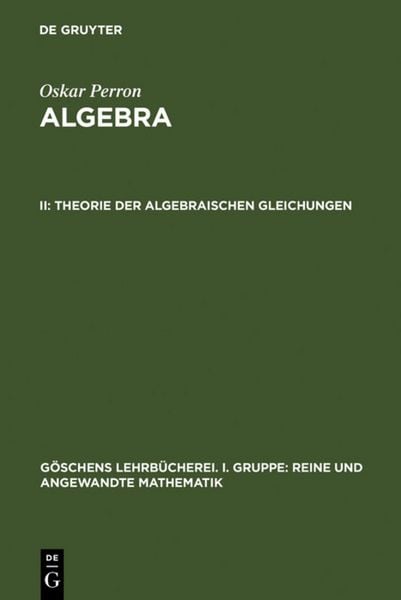 Produktbild: Theorie der algebraischen Gleichungen