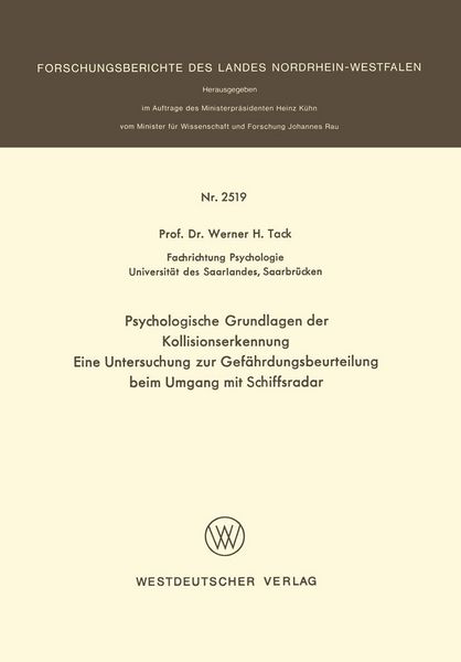 Produktbild: Psychologische Grundlagen der Kollisionserkennung