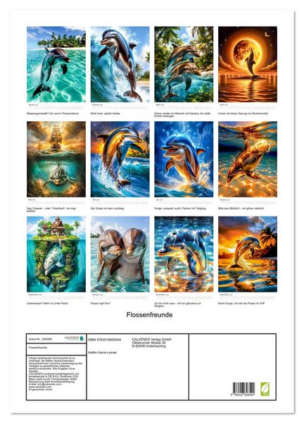 Produktbild: Flossenfreunde (Wandkalender 2026 DIN A2 hoch), CALVENDO Monatskalender