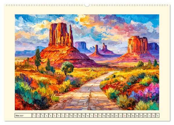 Produktbild: USA Impressionen. Zwischen Metropolen und Nationalparks (Wandkalender 2027 DIN A2 quer), CALVENDO Monatskalender