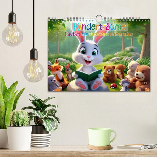 Produktbild: Kindertr&auml;ume - Lachen mit tierischen Kameraden (Wandkalender 2026 DIN A4 quer), CALVENDO Monatskalender