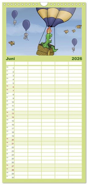 Produktbild: Familienplaner 2026 - Der kleine Drache mit 5 Spalten (Wandkalender, 21 x 45 cm) CALVENDO