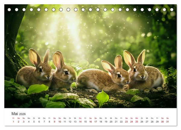 Produktbild: Fantastisch, flauschig, frech! - Ein Kaninchenkalender (Tischkalender 2026 DIN A5 quer), CALVENDO Monatskalender