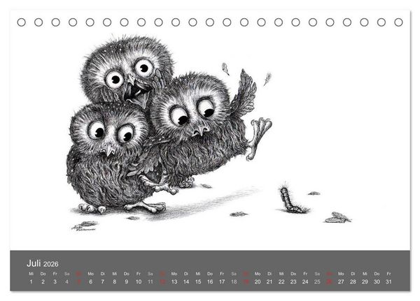 Produktbild: owls & friends 2026 (Tischkalender 2026 DIN A5 quer), CALVENDO Monatskalender