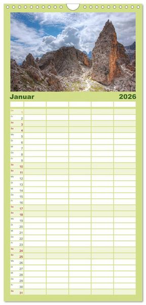 Produktbild: Familienplaner 2026 - S&uuml;dtirol - Gr&ouml;den und Alta Badia mit 5 Spalten (Wandkalender, 21 x 45 cm) CALVENDO