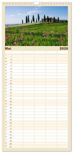 Produktbild: Familienplaner 2026 - Toskana &ndash; Traumlandschaft in Italien mit 5 Spalten (Wandkalender, 21 x 45 cm) CALVENDO