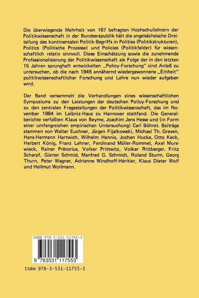 Produktbild: Policy-Forschung in der Bundesrepublik Deutschland