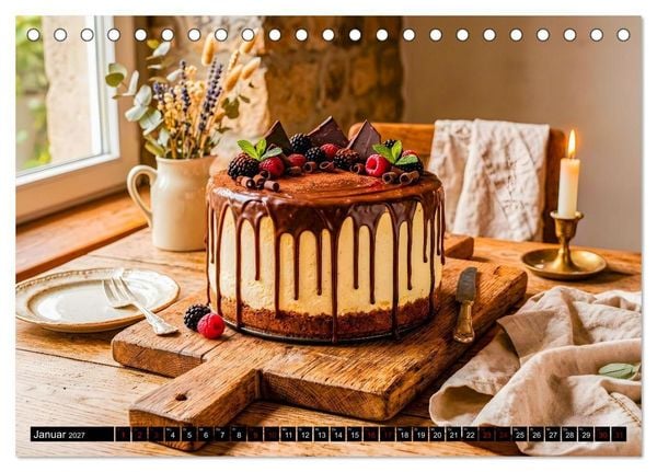 Produktbild: K&auml;sekuchen Kalender - K&ouml;stliche Dessertmomente (Tischkalender 2027 DIN A5 quer), CALVENDO Monatskalender