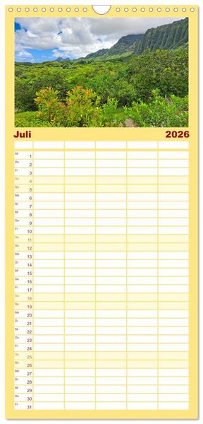 Produktbild: Familienplaner 2026 - Hawaii - Eindr&uuml;cke von Big Island, Kauai & Oahu mit 5 Spalten (Wandkalender, 21 x 45 cm) CALVENDO