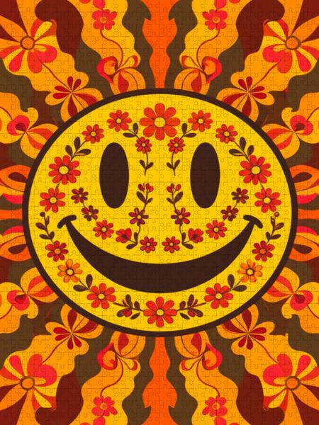Produktbild: CALVENDO Puzzle Retro Smiley Face - Groovy Happy Vibes | 1000 Teile Lege-Gr&ouml;&szlig;e 64x48cm Foto-Puzzle f&uuml;r gl&uuml;ckliche Stunden