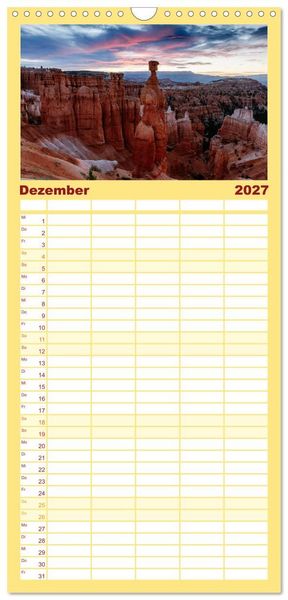 Produktbild: Familienplaner 2027 - USA S&uuml;dwesten - Atemberaubende Aussichten mit 5 Spalten (Wandkalender, 21 x 45 cm) CALVENDO