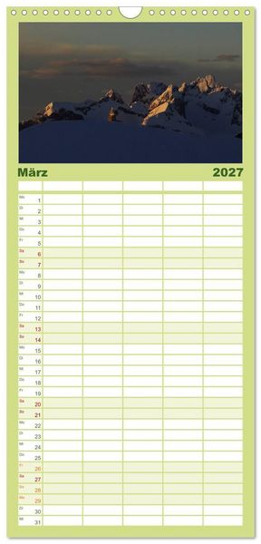 Produktbild: Familienplaner 2027 - S&uuml;dtirol im Jahreslauf mit 5 Spalten (Wandkalender, 21 x 45 cm) CALVENDO