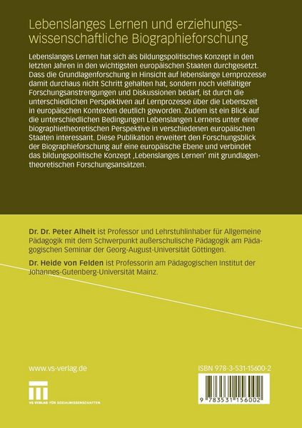 Produktbild: Lebenslanges Lernen und erziehungswissenschaftliche Biographieforschung