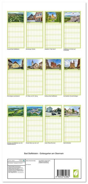 Produktbild: Familienplaner 2026 - Bad Staffelstein - Gottesgarten am Obermain mit 5 Spalten (Wandkalender, 21 x 45 cm) CALVENDO