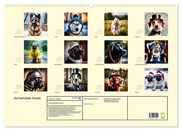 Produktbild: Gut beh&uuml;tete Hunde (Wandkalender 2026 DIN A2 quer), CALVENDO Monatskalender