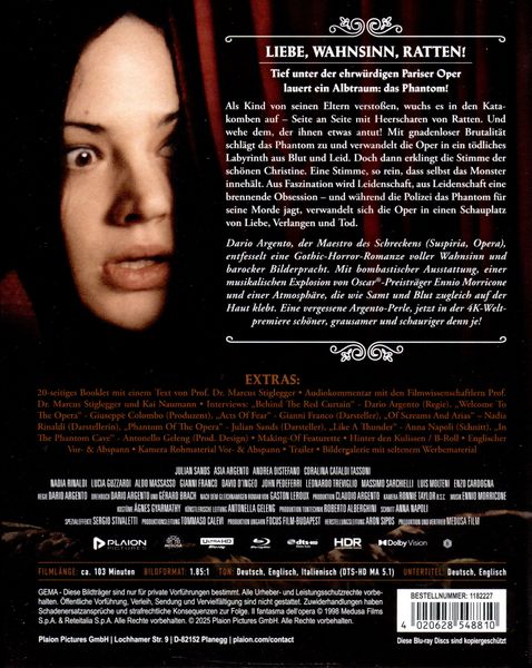 Produktbild: Das Phantom der Oper (Dario Argento) - Mediabook (4K Ultra HD+Blu-ray)