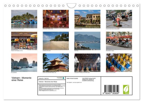 Produktbild: Vietnam - Momente einer Reise (Wandkalender 2026 DIN A4 quer), CALVENDO Monatskalender