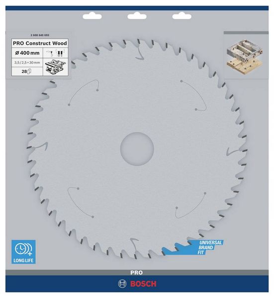 Produktbild: Bosch Accessories Construct Wood 2608640693 Hartmetall Kreiss&auml;geblatt 400 x 30 x 3.5 mm Z&auml;hneanzahl: 28 1 St.