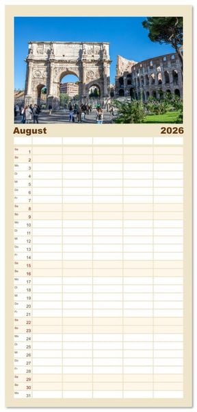 Produktbild: Familienplaner 2026 - Rom - Am Tag und in der Nacht mit 5 Spalten (Wandkalender, 21 x 45 cm) CALVENDO