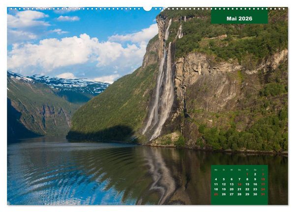 Produktbild: Geiranger - grandiose Fjordlandschaft (hochwertiger Premium Wandkalender 2026 DIN A2 quer), Kunstdruck in Hochglanz