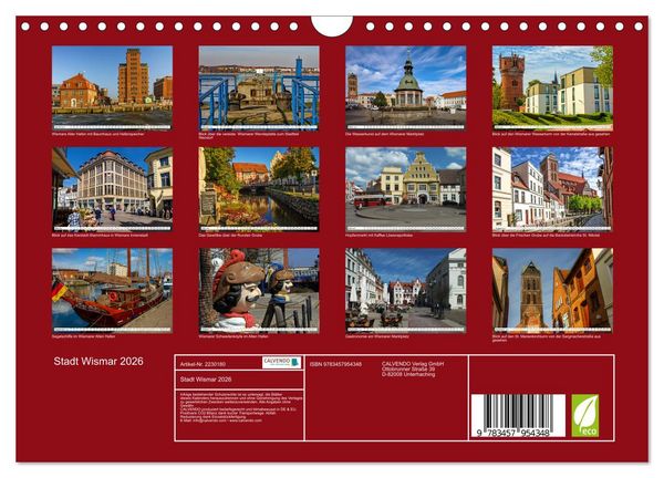 Produktbild: Stadt Wismar 2026 (Wandkalender 2026 DIN A4 quer), CALVENDO Monatskalender