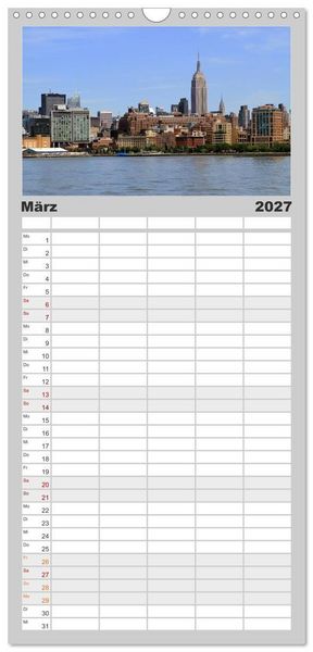 Produktbild: Familienplaner 2027 - New York City mit 5 Spalten (Wandkalender, 21 x 45 cm) CALVENDO