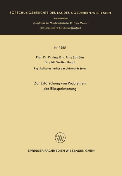 Produktbild: Zur Erforschung von Problemen der Bildspeicherung