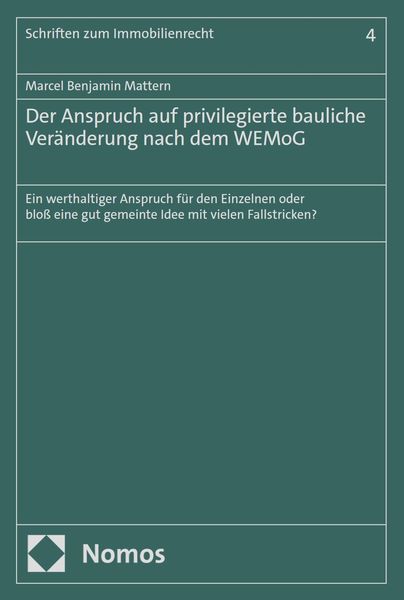 Produktbild: Der Anspruch auf privilegierte bauliche Ver&auml;nderung nach dem WEMoG