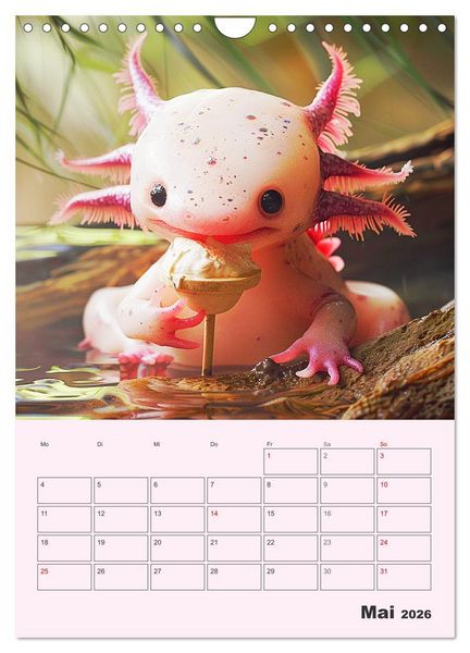 Produktbild: Axolotl. Lustiger Schwanzlurch mit Superkr&auml;ften (Wandkalender 2026 DIN A4 hoch), CALVENDO Monatskalender