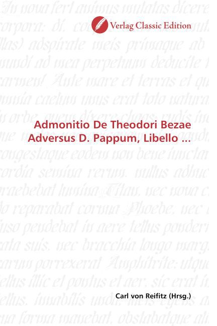Produktbild: Admonitio De Theodori Bezae Adversus D. Pappum, Libello ...