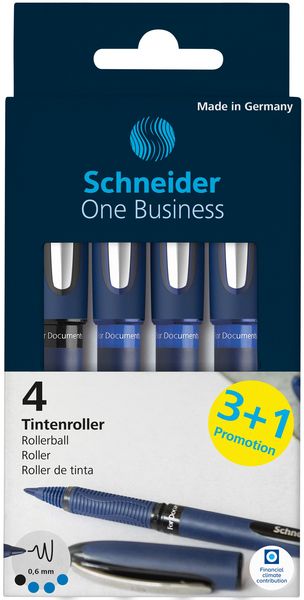Produktbild: Schneider Tintenroller One Business 3x blau, 1x schwarz