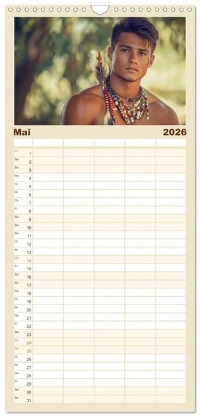 Produktbild: Familienplaner 2026 - Im Bann des Kriegers mit 5 Spalten (Wandkalender, 21 x 45 cm) CALVENDO