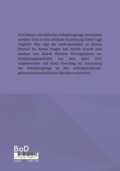Produktbild: Zum Verst&auml;ndnis der biblischen Sch&ouml;pfungstage aus der Sicht der Anthroposophie