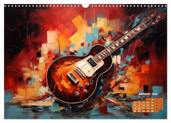 Produktbild: Sechs Saiten, Zw&ouml;lf Monate - Der Gitarrenkalender (Wandkalender 2026 DIN A3 quer), CALVENDO Monatskalender